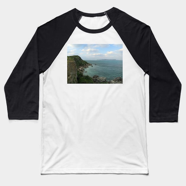 On the Cliff by the Sea Baseball T-Shirt by AflipnCookie